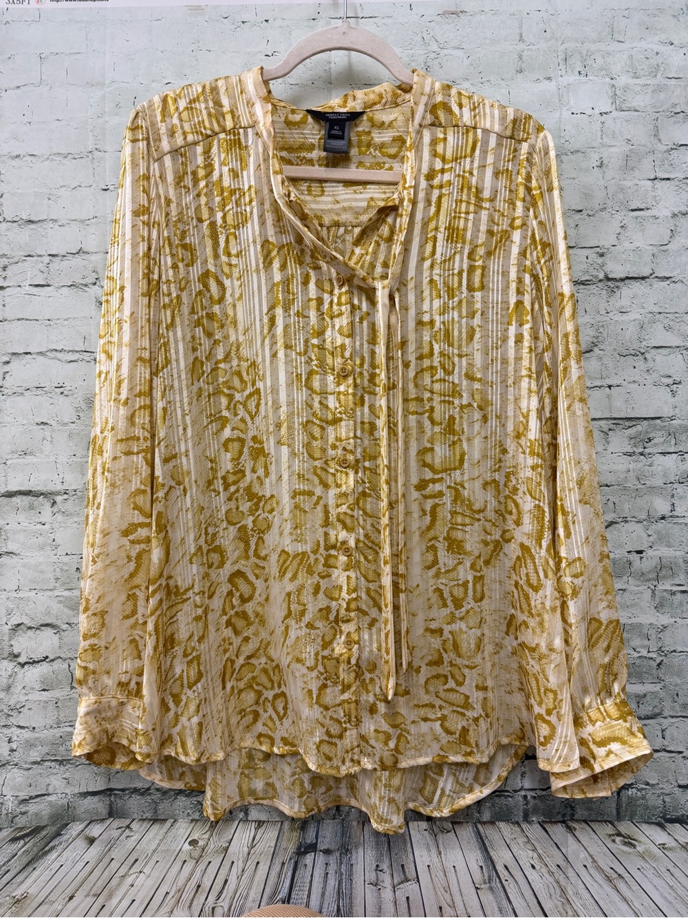 Simply Vera Vera Wang Yellow Gold Tie-Neck Blouse 2 pc